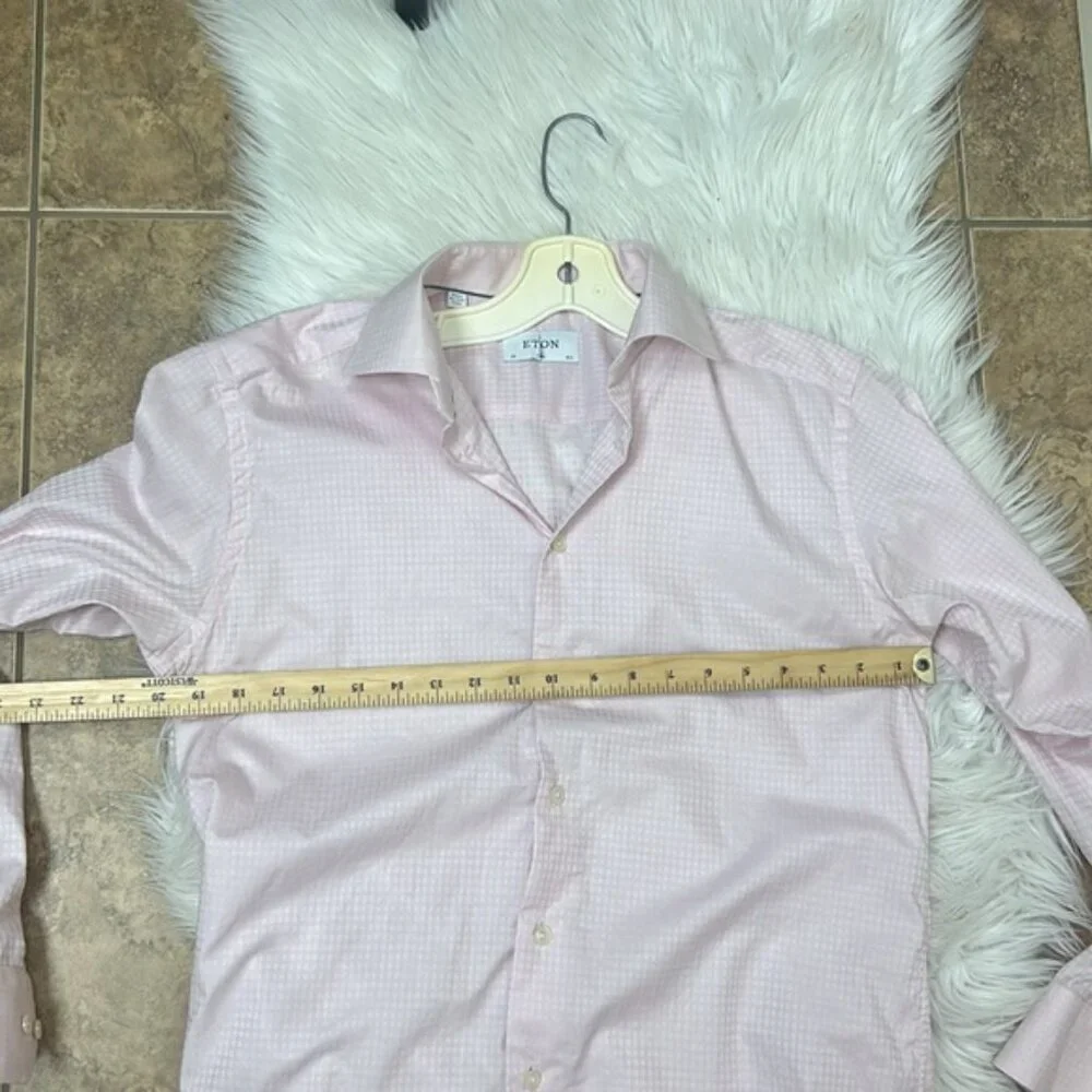 ETON pink gingham button up dress shirt 39 15.5 cotton